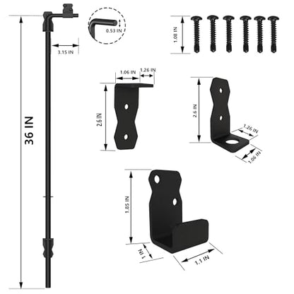 Sdstone 36 Inch Heavy Duty Cane Bolt Gate Drop Rod,Gate Ground Latch Hardware for Wooden Fences,Metal Gates Doors Stopper for Gate Ground (Black Finish,1 Pack) - size: 36 Inch