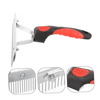 Happyyami Horse Hair Shedding Comb with Ergonomic Non Slip Rubber Handle Durable Rust Metal Teeth Grooming Rake for Comfortable Horse Massage and Hair Removal