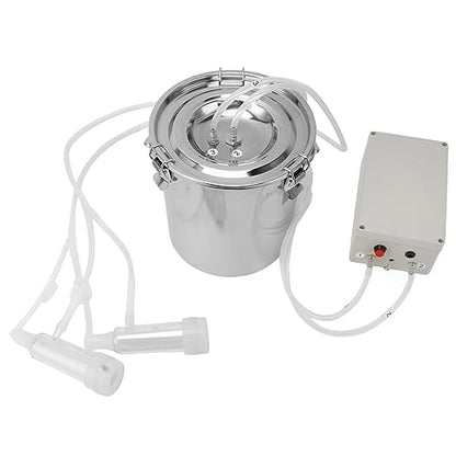 Fdit Goat Milking Machine Electric Milker for Goats Portable Automatic Milking Pump with Stainless Steel Food Grade Silicone Hose Easy to Clean Carry and Store Milk (9L) - size: 9L