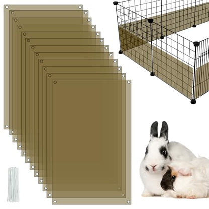 12 Pack Pet Cage Liner Protection Rabbit Cage Urine Guard Clear Cage Edge Liner Guinea Pig Side Lining Habitat Siding Small Animal Cage Accessories - Keep Litter in The Cage, 11.8 inches x 8 inches - color: Brown, size: 30X15 CM