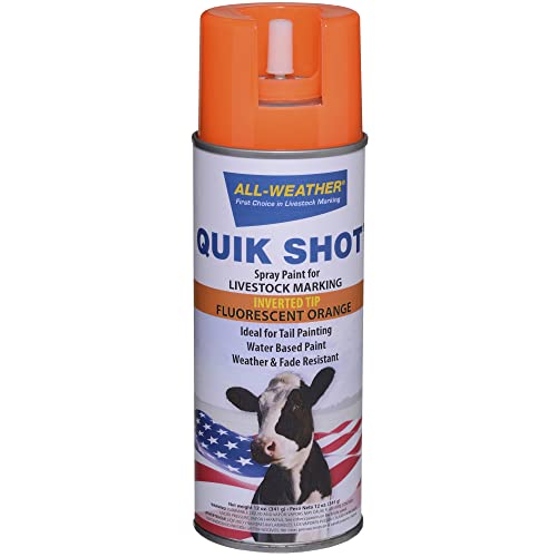 All-Weather 61114 Quik Shot Inverted Tip Spray Paint for Livestock Marking, Fluorescent Orange - color: Fluorescent Orange, style: Inverted