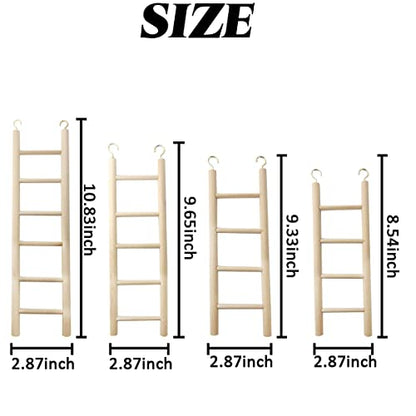 GXXMEI 4PCS Bird Toys - Wooden Ladder Climbing Toys for Parakeets, Parrots, Cockatoo & Lovebirds