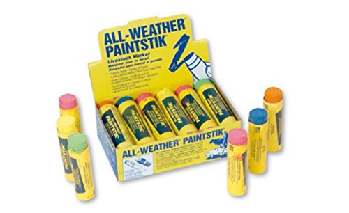 All-Weather Paintstik 61016- Livestock Marker, Highly Visible, Nontoxic Paint for Marking Animal Skin, Hide, Pelt, Wet & Dry- Ideal for Cattle Heat Detection, Fluorescent Green (12 Pk) Made in USA - color: Flourescent Green, size: 1" x 4" (Pack of 12)