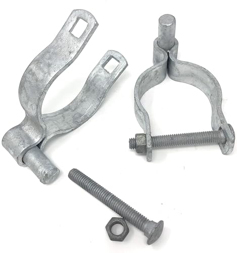 Chain Link Gate Post Hinge - Heavy Duty Pressed Steel - Includes Carriage Bolts & Nuts (Galvanized Steel, 2-3/8") - color: Galvanized Steel, size: 2-3/8"