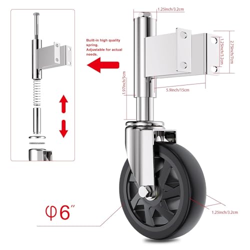 Spring Loaded Gate Casters 6” Heavy Duty Gate Caster Wheels with Hardware 600 Lbs Load Capacity, Pack of 2 - style: 6 Inch 2 Pack