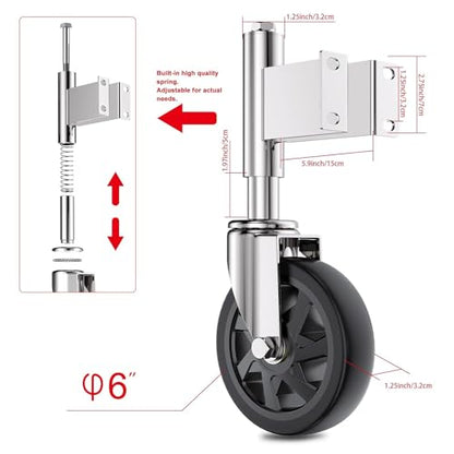 Spring Loaded Gate Casters 6” Heavy Duty Gate Caster Wheels with Hardware 600 Lbs Load Capacity, Pack of 2 - style: 6 Inch 2 Pack