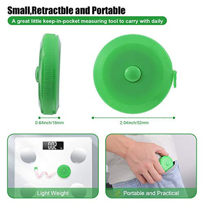 Measuring Tape Retractable, 60 Inch Soft Fabric Tape Measure for Body, Push Button Sewing Measurement Tape for Cloth Waist(3 Pack/Green) - color: Green