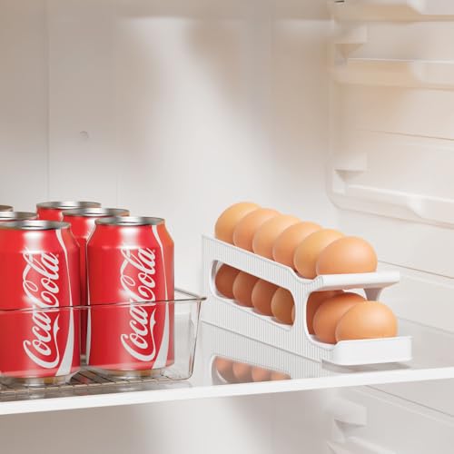 Sotfamily Egg Holder for Fridge, 2 Tiers, Egg Roller for Eggs 12 Count | Auto Rolling Egg Storage Organizer for Refrigerator, Slim Space Saving Container, Dispenser - size: 2 Tiers
