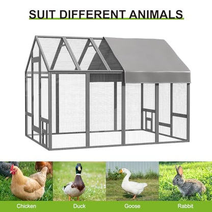 Chicken Coop Chicken Run,Wooden Large Chicken Coop, Chicken Runs for Yard with Cover, Outdoor Duck Coop, Duck Houses for Outside Farm Backyard