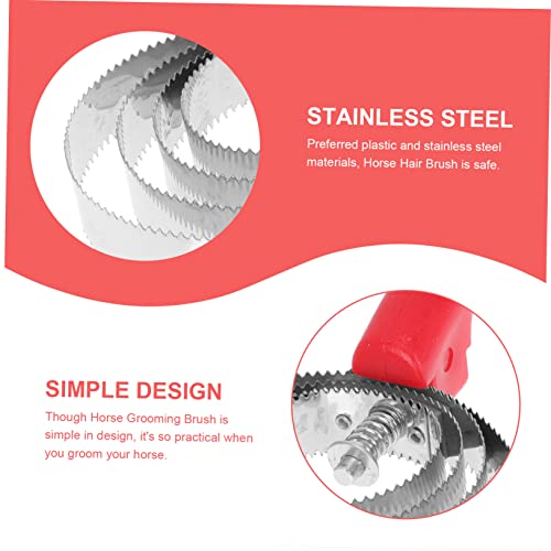 LIOOBO 2Pcs Stainless Steel Horse Grooming Brush Set Double-Sided Shedding Comb for Livestock Effective Hair Removal Tool Grip Random Color