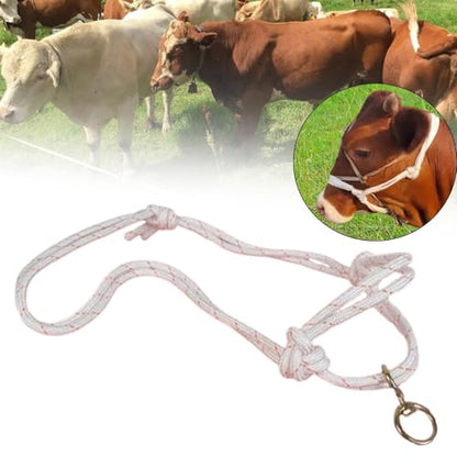 Menolana Bull Bridle Cow Halter for Home Cattles Farms Outdoor Strong Cow Lead Equipment Nylon Tools Effective Cattle Traction Halter - size: Large