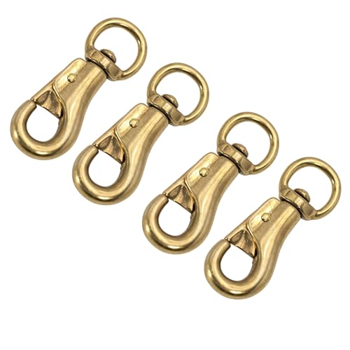 Jeffers Round Eye Bull Snap, Solid Brass Iron, 7/8" x 3-3/4" Heavy Duty Hardware Clip for Horse Tack, Halter, Bridle, Reins, Dog Leash, Rope, Chain, Strap, Keychain, Lanyard, Outdoor, DIY - 4 Pack - size: 3-3/4" - 4 Pack