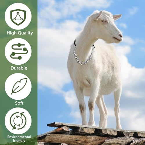 Misdary 4 Pcs Goat Show Collars, Adjustable 14"-24" Iron Chain Halter for Sheep, Horses, Dogs, Cows & Calves, Farm Animal Supplies Accessories Animal Lovers Gift (14'',Black) - color: Black