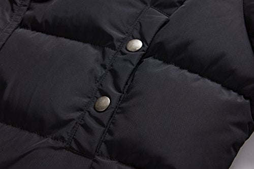 ELORA Women's Heavyweight Winter Parka | Mid-Length Vegan Down Puffer Coat with Cargo Pockets and Faux Fur Hood - color: Black, size: Small