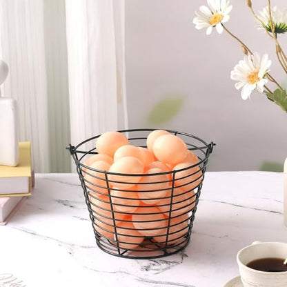 3 Pack 8 Inches Metal Mesh Wire Egg Collecting Basket with Handle Portable Garden Vegetable Fruit Storage Lightweight Hanging for Kitchen Farmhouse Gathering Picnic (Green) - color: Green
