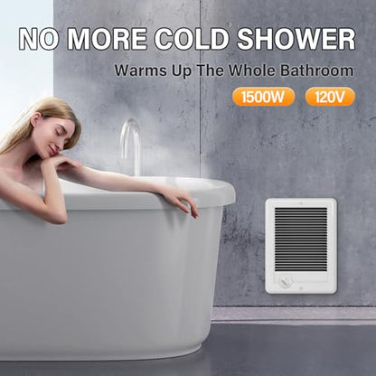 CSC151TW Electric Wall Heater (Model: CSC151TW, Part: 67509) - 5120 BTU, 120V, Built-in Thermostat, Ultra-Quiet, White for Medium Rooms