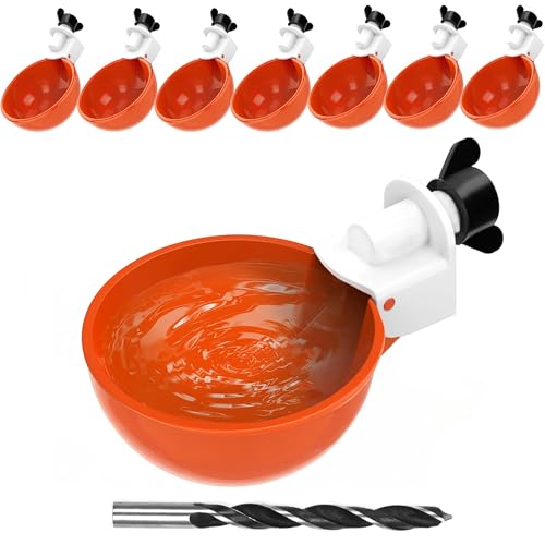 8pcs Large Automatic Chicken Waterer Cups | Chicken Water Feeder Suitable for Chicks, Duck, Goose, Turkey and Bunny | Poultry Water Feeder Kit