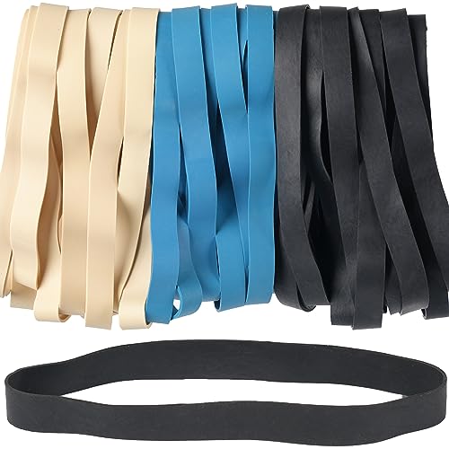 AIWOQI Rubber Bands Size#107 Heavy Duty Big Wide rubber band 30PCS Elastic Bands for Office Supply Trash Can File Folders Litter Box Rubber Bands (Black,blue,light brown) - color: Black,blue,light brown