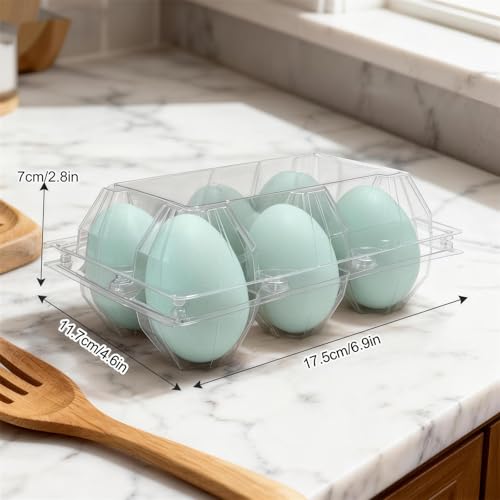 Clear Plastic Duck Turkey Jumbo Egg Storage Container, 6-Cell Cartons for Large Eggs, Reusable Refrigerator Tray (20)