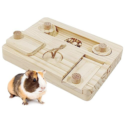 Small Pet Foraging Toy for Pigs Wooden Feeder Feeding Toy Small Animal Training Treats Feeder