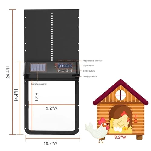 Automatic Chicken Coop Door Solar Powered Electric Opener Screen Remote Control Chicken Coop Door with Timer Light Sensor