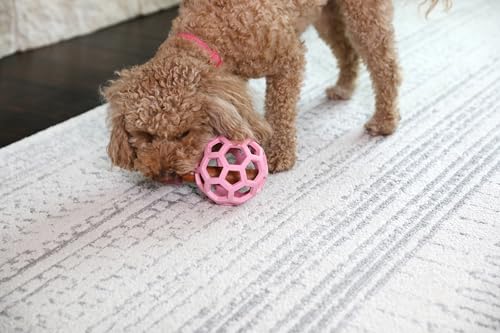 JW Pet HOL-ee Roller™, Dog Toy Puzzle Ball, Natural Rubber, Medium (4.5” Inch Diameter), Pink - color: Pink, size: 4.5 Inch