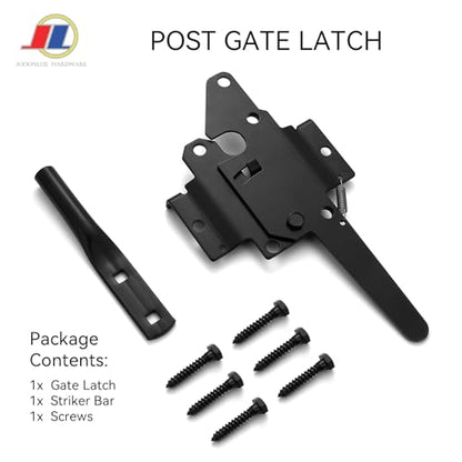 Heavy Duty Outdoor Gate Latch, Iron Fence Latch for Wooden Fence and Metal Gates, Easy Install Gate Lock with Adjustable Strike Plate, Universal Gate Hardware for Garden, Yard, Farm - size: Latch