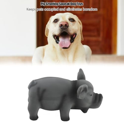 Buachois Dog Squeak Toy 6.3x3.1x3.1In, Cute Pig Grunting Latex Chew Toy Safe Bite Proof Pet Toy for Dogs Puppies (Black) - color: Black