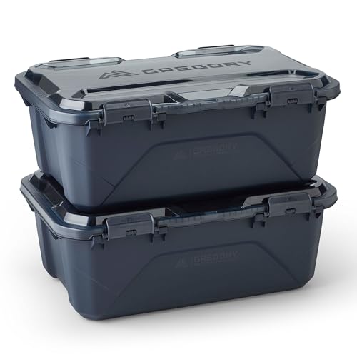 Gregory Alpaca 50L Waterproof Gear Organization/Camping Gear Box with Transparent Removable Lid Slate Blue, 2 Pack - color: Slate Blue, size: 50L - 2 Pack