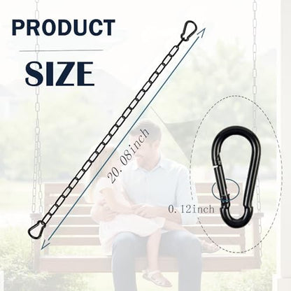 Black Gate Chain 20 Inch 3mm Metal Security Chain Lock with Metal Hooks for Outdoor Fence, Farm, Barn and Livestock (1-Pack) - size: 1-Pack