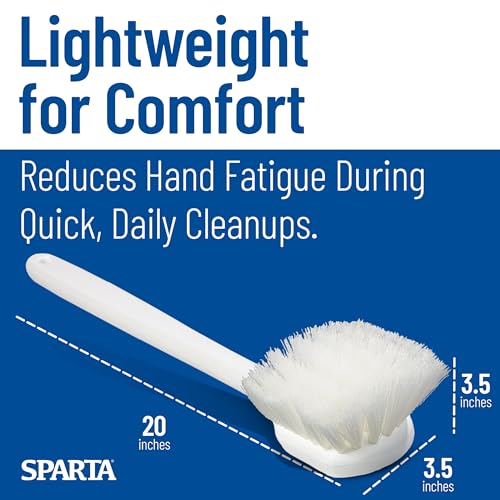 CFS 36620L00 Flo-Pac Plastic Handle Utility Scrub Brush, Nylon Bristles, 20" Length, 2" Bristle Trim, White, 1 Count