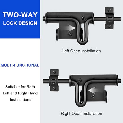 Slide Bolt Gate Latch with Padlock Hole, Heavy Duty Fence Slide Latches Outdoor Doors for Wooden Fence, Shed Door, Vinyl Door-The Latest 4-piece Set - size: 4 Pack