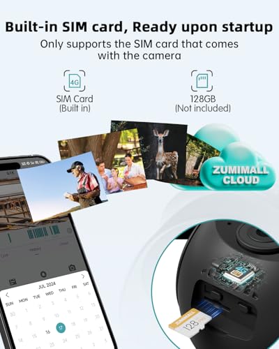 ZUMIMALL 4G LTE Cellular Security Cameras Wireless Outdoor, 2K No WiFi Cameras for Home Security with 360° View, Color Night Vision, 2-Way Talk, AI Detection, Built in SIM Card, Black - color: 1 Black 4G 3MP