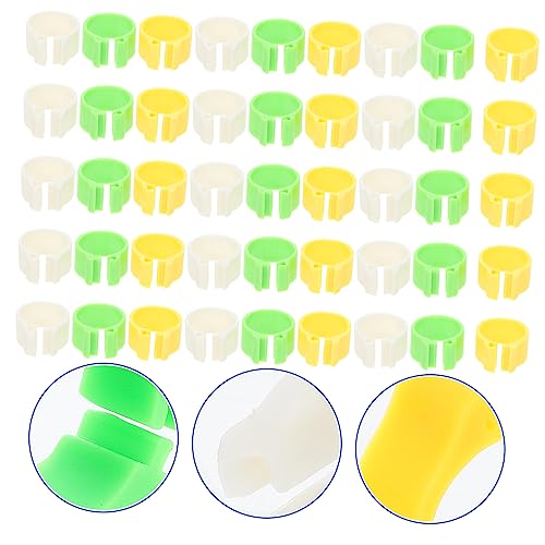 Happyyami 300pcs Leg Bands for Easy Identification for Parrots Pigeons Chickens and Other Poultry Plastic Marking Clips Green White Yellow