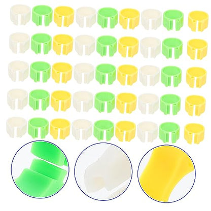 Happyyami 300pcs Leg Bands for Easy Identification for Parrots Pigeons Chickens and Other Poultry Plastic Marking Clips Green White Yellow