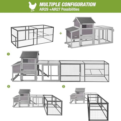 GUTINNEEN Chicken Run Chicken Coop Walk-in Metal Frame Extension Run Poultry Cage Hen House Rabbits Habitat Cage for Multi Coops Large - color: Chicken Run-(AIR29)