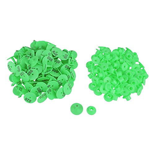 100PCS Pig Ear Tags, Round Plastic Livestock Ear Tag 1-100 Number Identification for Sheeps Pigs Cow Cattle, Farm Management