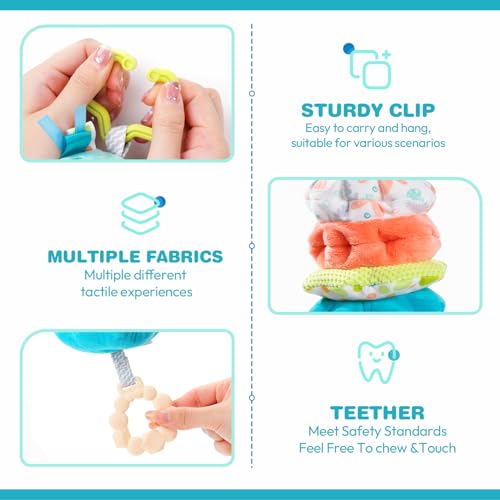 Jollybaby Baby Musical Pull String Hanging Toy for Stroller Car Seat Crib Play Gym, Plush Stuffed Whale Toy for Carseat with Music Teether Crinkle Paper, Sensory Toy for 0-6-12-18 Months Baby Gift - style: Whale