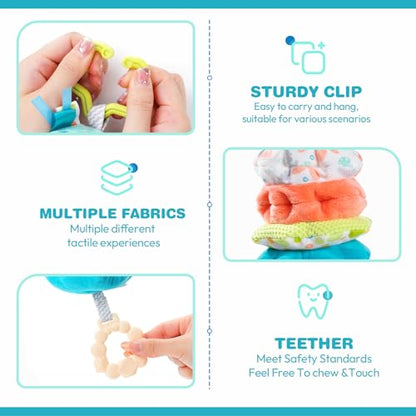 Jollybaby Baby Musical Pull String Hanging Toy for Stroller Car Seat Crib Play Gym, Plush Stuffed Whale Toy for Carseat with Music Teether Crinkle Paper, Sensory Toy for 0-6-12-18 Months Baby Gift - style: Whale