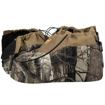 Insulated Boot Covers, 600D Durable Cold Weather Insulators with Water-Resistant PU Leather, Non-Slip Boot Covers for Hunting, Fishing, Camping, and Outdoor Activities (Next Camo) - size: Medium