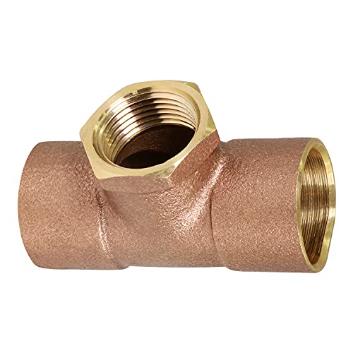 Supply Giant DDGU1134 C X C X F Lead-Free Cast Brass Tee Fitting with Solder Cups and Female Threaded Branch, 1" x 1" x 3/4 - size: 1" x 1" x 3/4"
