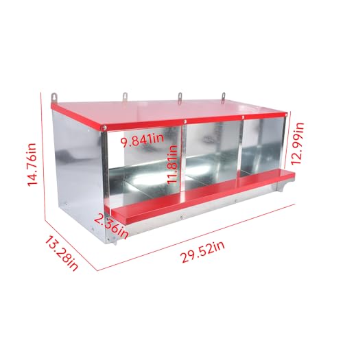 Chicken Nesting Boxes - 3-Compartment Metal Wall-Mounted Poultry Nest Box for Chickens, Hens, and Ducks - Easy Egg Collection - Large Vented Holes - Chicken Coop Equipment (3 Compartments) - size: 3 Compartments
