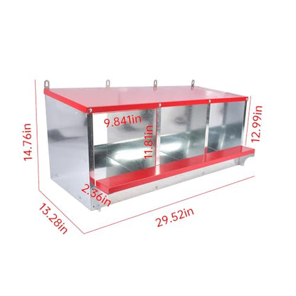 Chicken Nesting Boxes - 3-Compartment Metal Wall-Mounted Poultry Nest Box for Chickens, Hens, and Ducks - Easy Egg Collection - Large Vented Holes - Chicken Coop Equipment (3 Compartments) - size: 3 Compartments