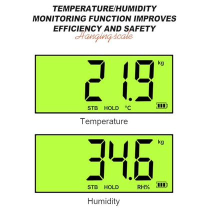 EVGATSAUTO 1000kg Digital Hanging Scale Crane Scale LCD Display with Remote Control Temperature Humidity Detection Aluminum Alloy Casing for Farm Outdoor Weighing