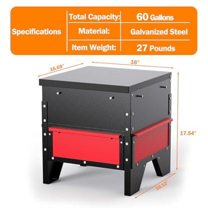 Automatic Chicken Feeder, 60-90lb Large Capacity, All Metal Poultry Feeder, No Waste Waterproof Chicken Feeder, Suitable for Geese, Ducks, Turkeys, Quails - size: 80LB