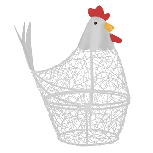 Wire Basket for Eggs Chicken Egg Basket 1/2 Dozen Farm Fresh Egg Holder with 4.72X9.84X4.72 Inches Kitchen Storage Organizer for Collecting and Display - color: White