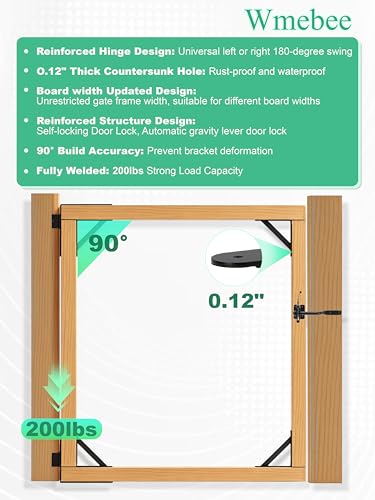 2 Pack Anti Sag Gate Kit, Fence Gate Kit Gate Hardware,Heavy Duty No Sag Anti Twist Gate Frame Corner Brace Bracket with Self-Locking Gate Latch for Wooden Fence Gate (2 Door Set) - size: 2 Door Set