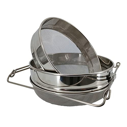 Honey Strainer for 5 Gallon Bucket Stainless Steel Double Sieve Honey Filter Strainer for Clean Honey with Up to 16.5 inches Extendable Arms