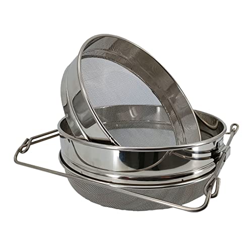 Honey Strainer for 5 Gallon Bucket Stainless Steel Double Sieve Honey Filter Strainer for Clean Honey with Up to 16.5 inches Extendable Arms