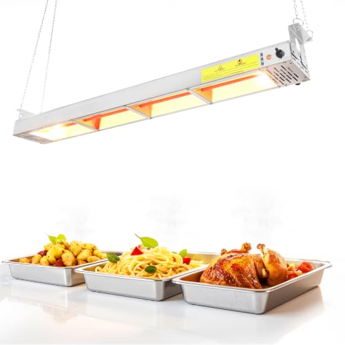 42-Inch Food Heat Lamp - 1000W Commercial Food Warmer Lamp Overhead Stainless Steel Catering Heat Lamps Electric Strip Heater for Restaurant Buffet Parties Kitchen, Silver 115V - color: Silver, size: 42 Inch